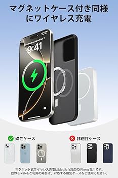 モバイル バッテリー MagSafe対応 10000mAh ワイヤレス充電器 41UDQAcfqyL.jpg